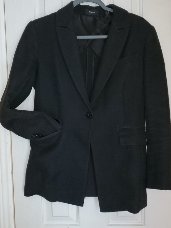 Theory Jackets & Blazers - Theory Black Single-Button Blazer with Notch Lapels
